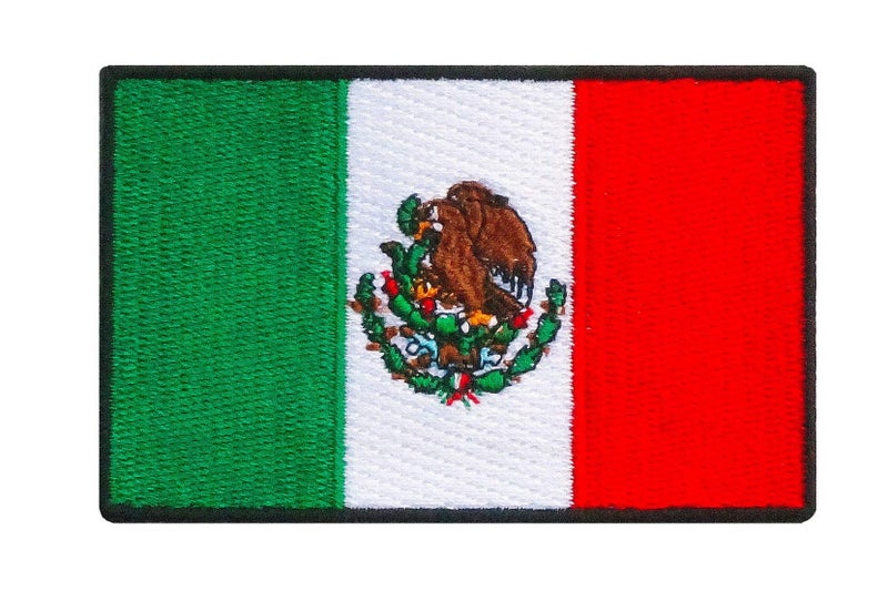 Graphic Dust Mexico Flag Embroidered Iron On Patch Applique Mexican Flag Costume Uniform Jean Jacket DIY Applique - Image 1